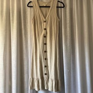 Monteau button up ruffle midi dress